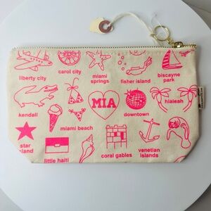 MAPTOTE Miami Natural Canvas and Hot Pink Small Zippered Accessories Bag Case
